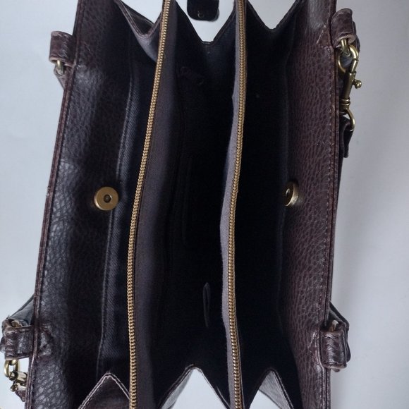 Relic By Fossil Handmade Pebble Leather Brown Satchel Shoulder Bag Purse - Picture 4 of 8